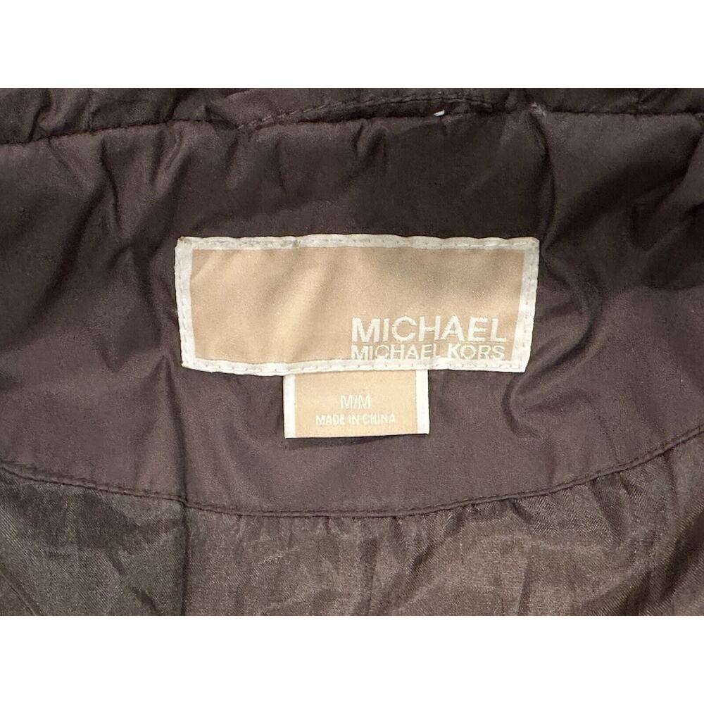 Michael Kors Women’s M Down Puffer Parka Winter Coat Hood With Fur Trim Brown - Picture 16 of 16